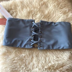 PILYQ swim sky blue lace up bandeau medium